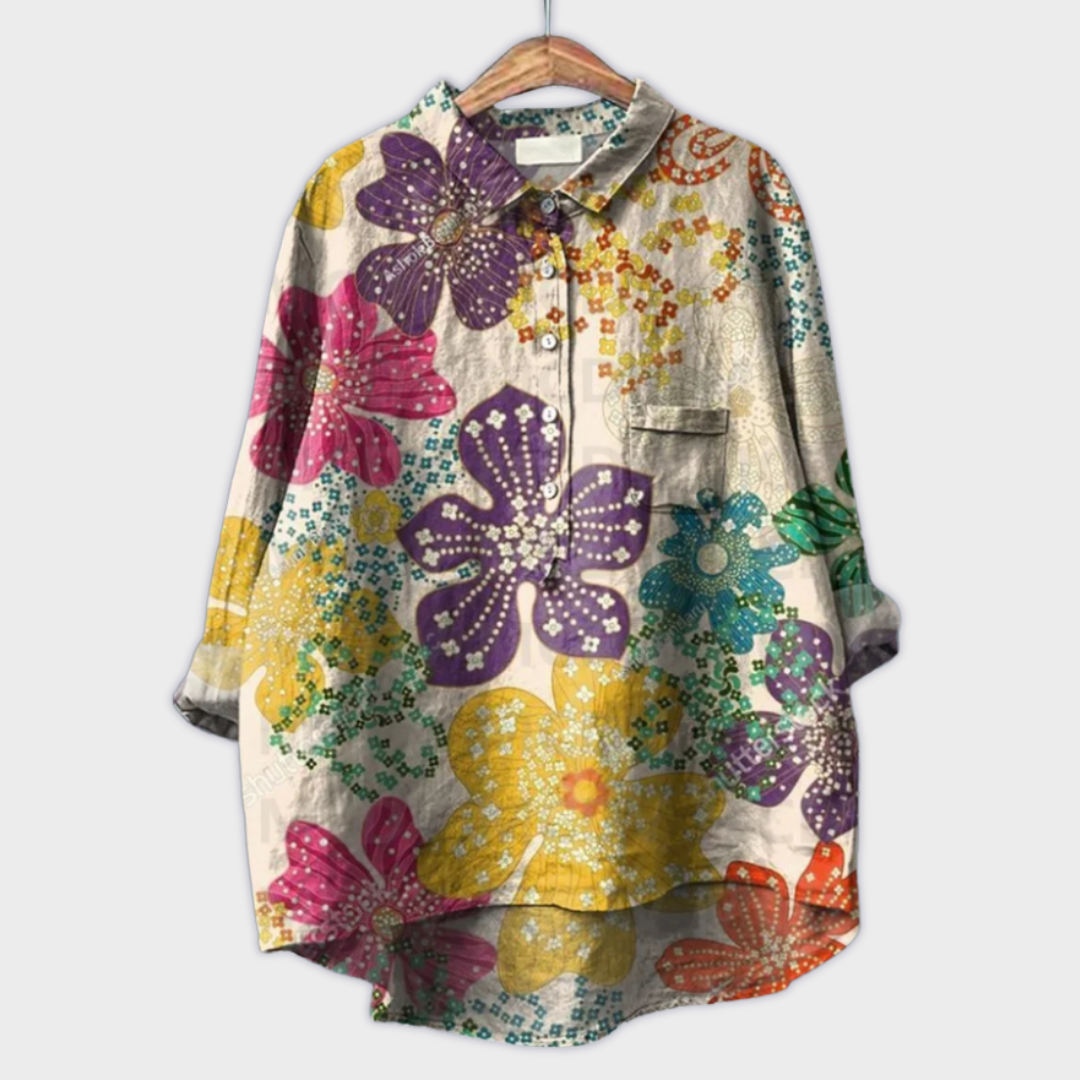 Magdalena - Handcrafted Women's Blouse with Floral Design