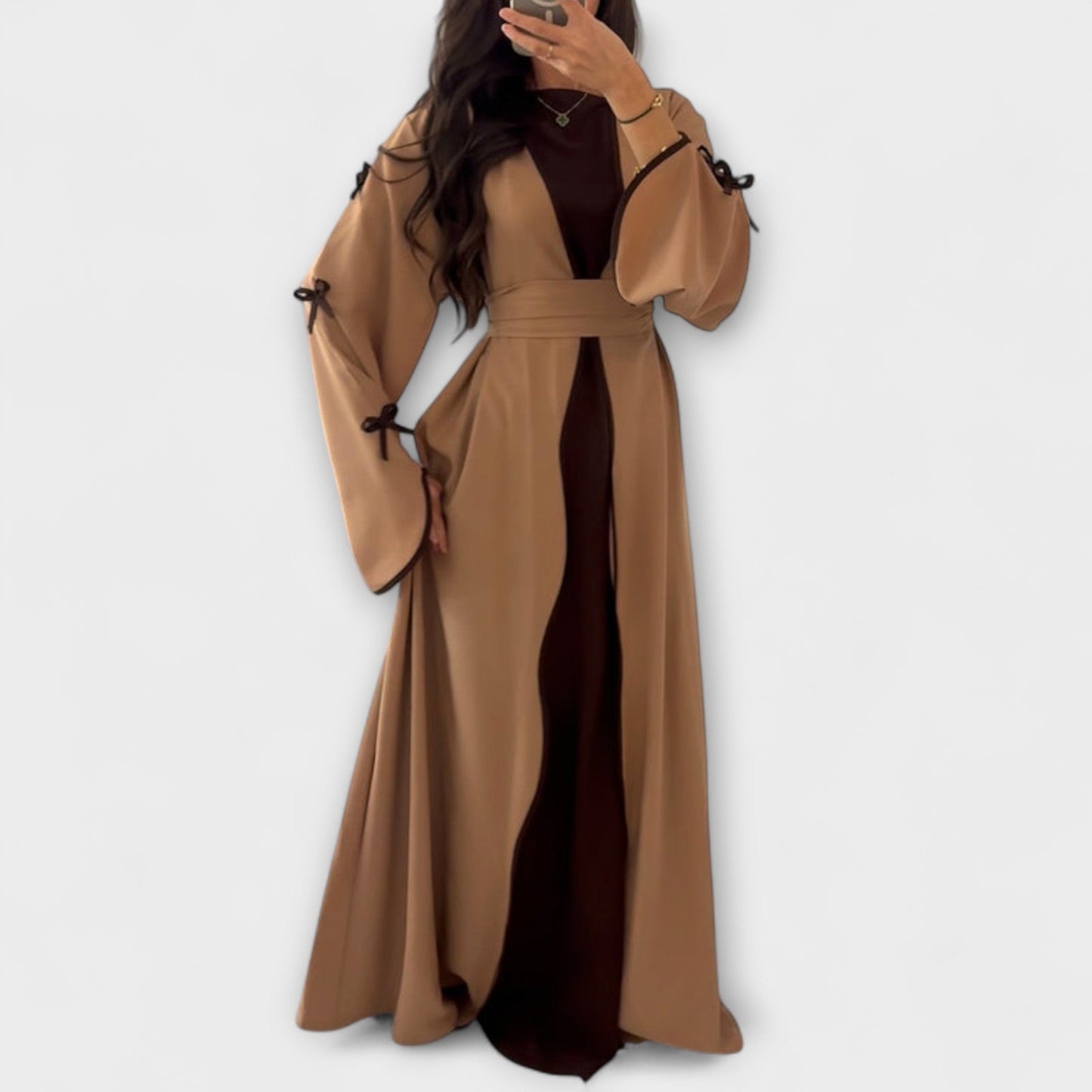Jasmin - Chic Cardigan and Dress Set with Bow Detail