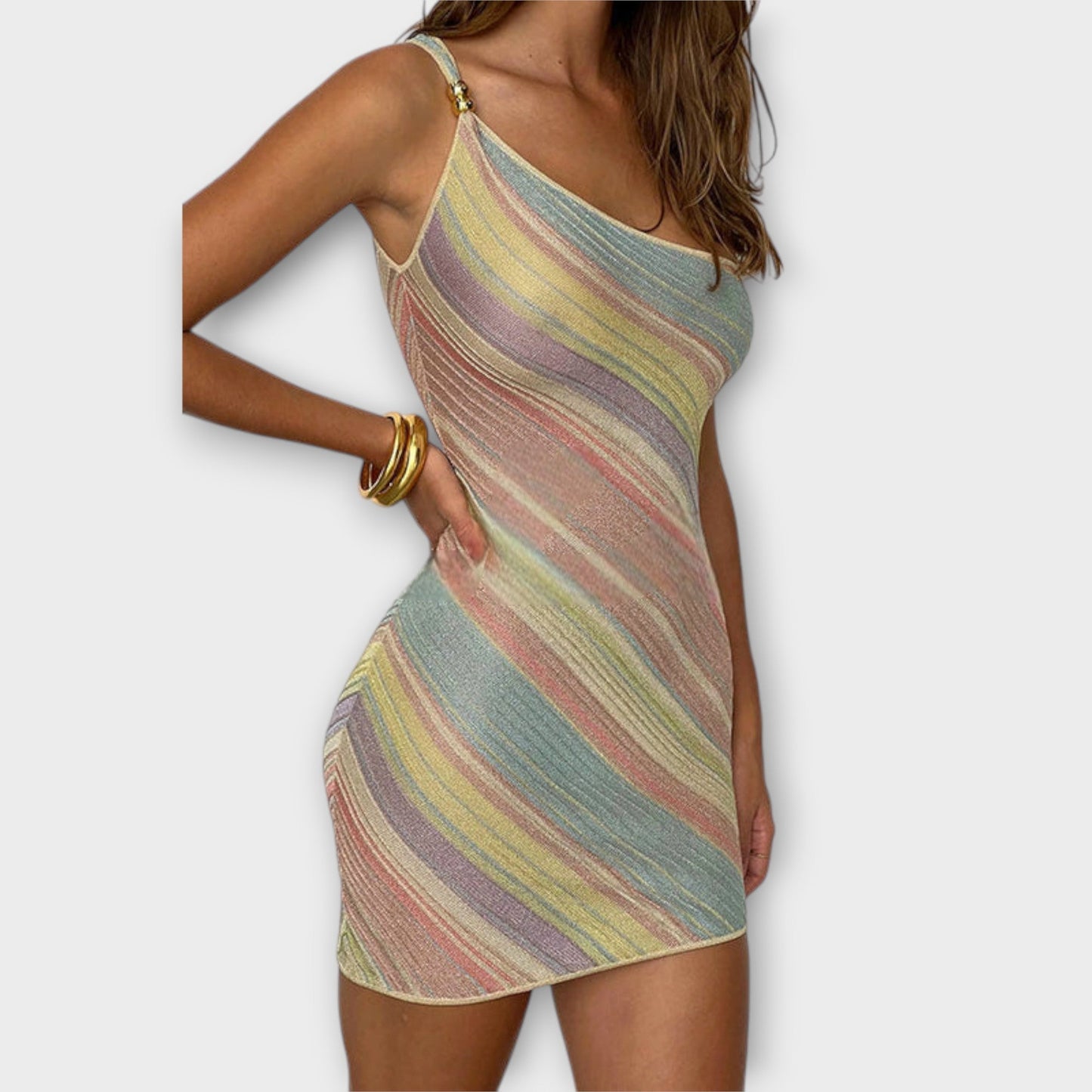 Kira - Stylish One-Shoulder Knit Mini Dress