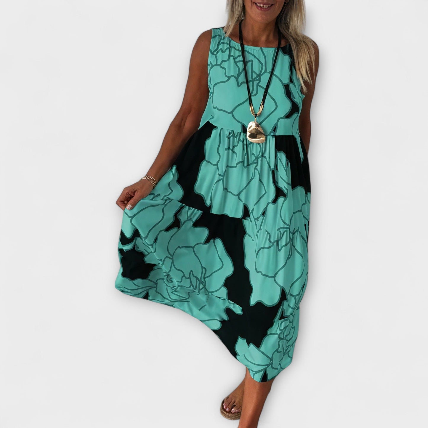 Tiered Skirt Floral Midi Dress