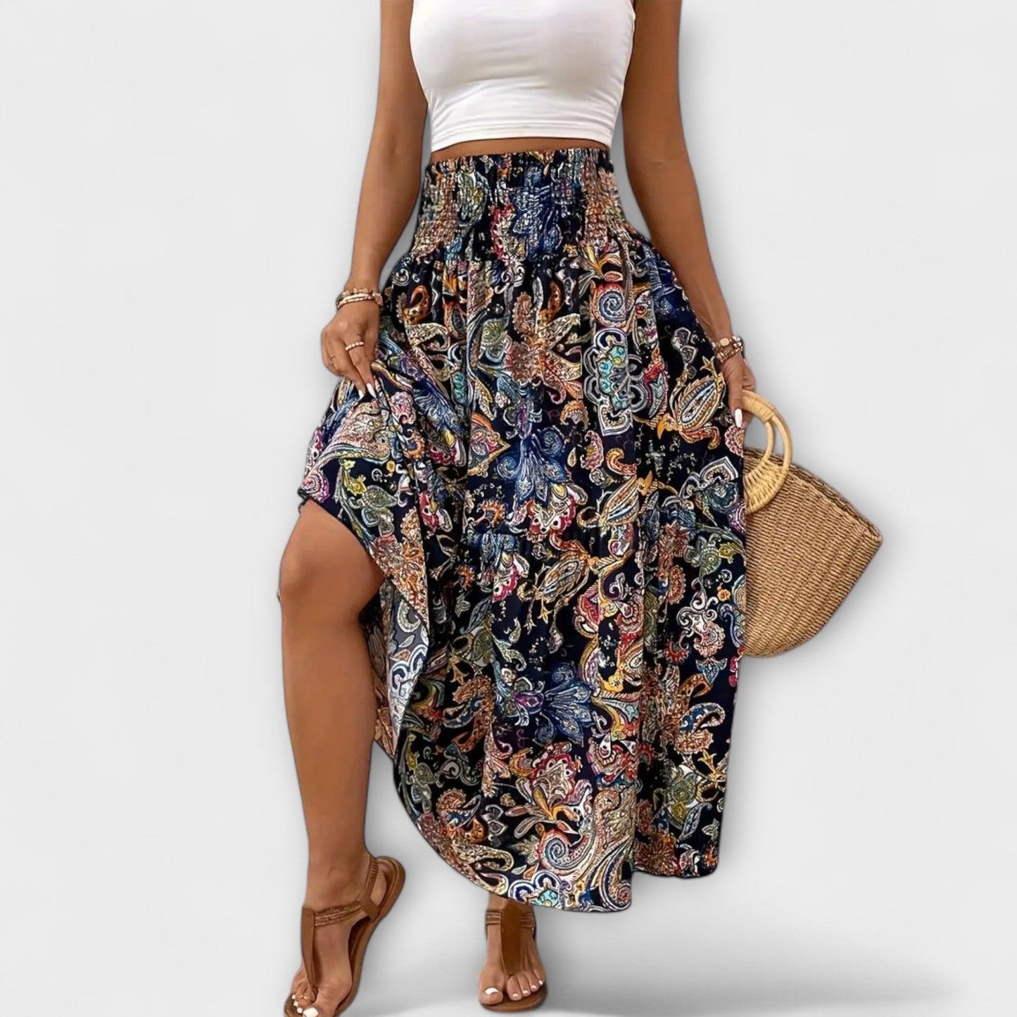 Patterned Flowy Skirt