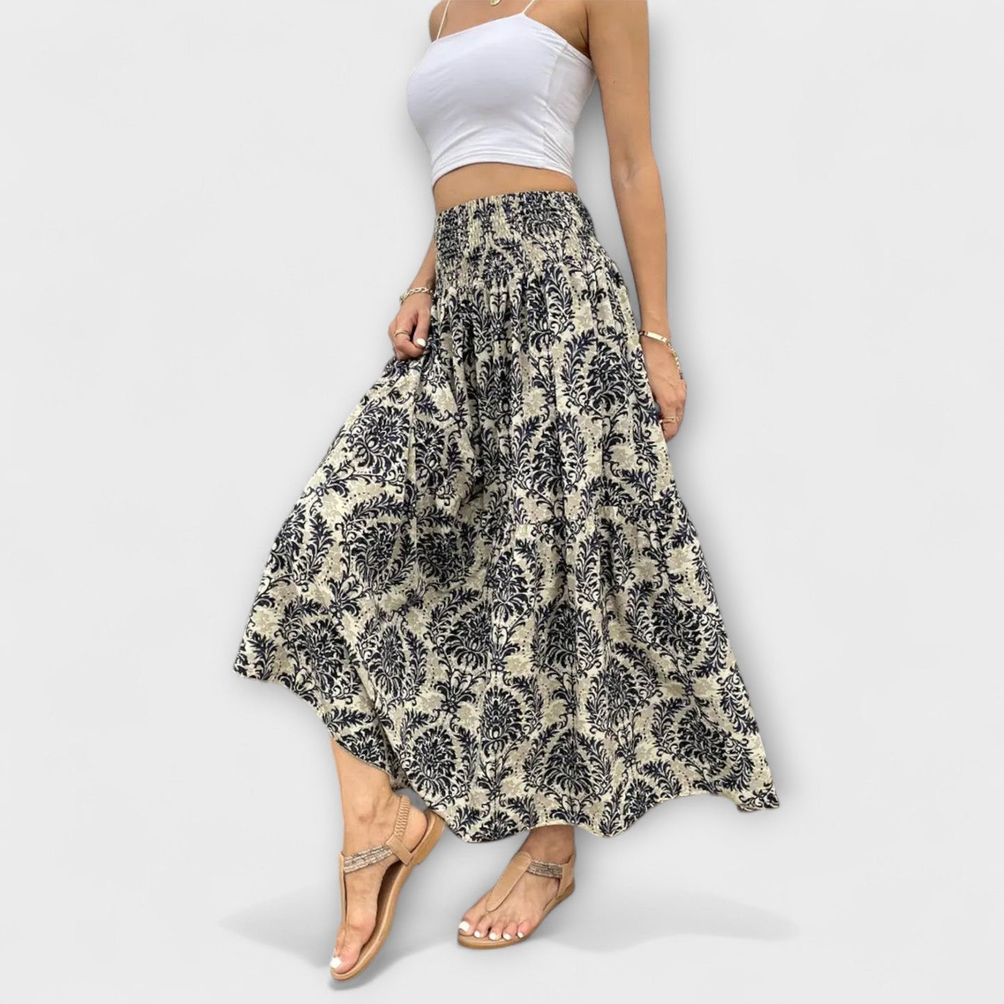Patterned Flowy Skirt