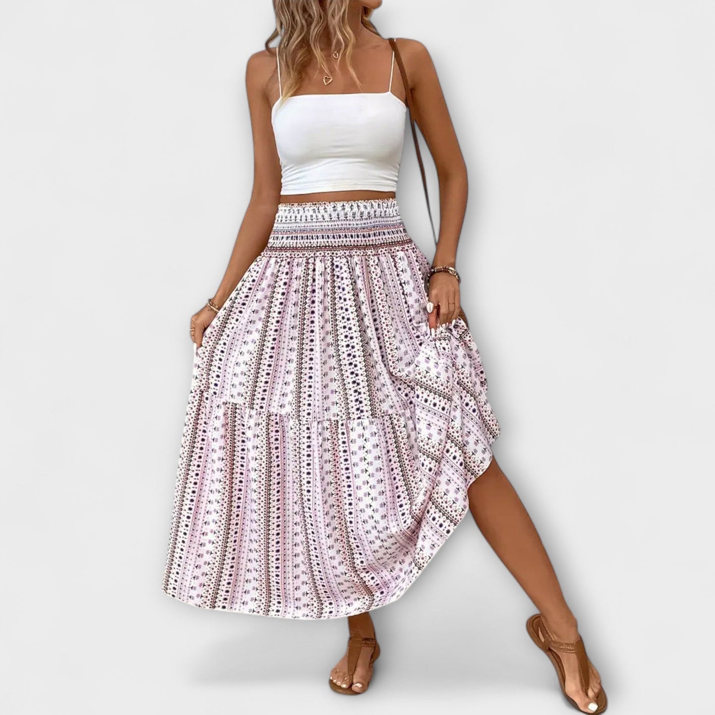 Patterned Flowy Skirt