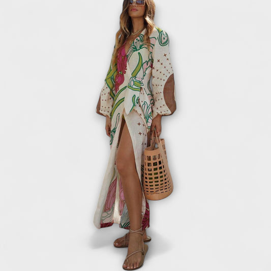 Tracey - Tie Waist Maxi Tunic Dress