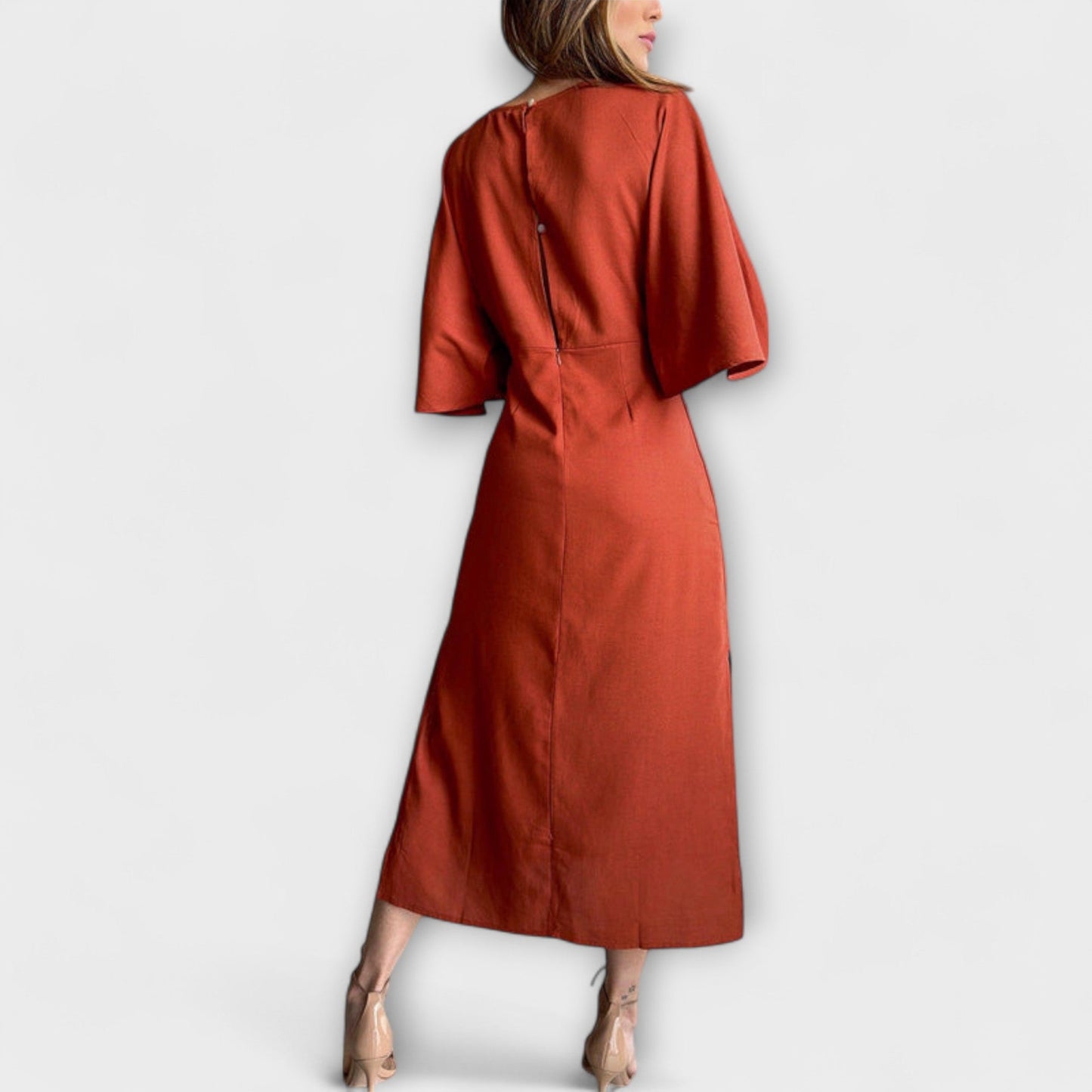 Holly - Casual V-Neck Dress with Tie