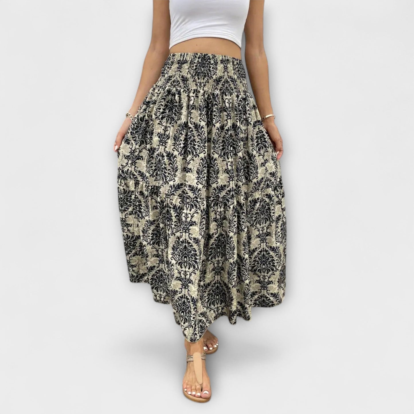 Patterned Flowy Skirt