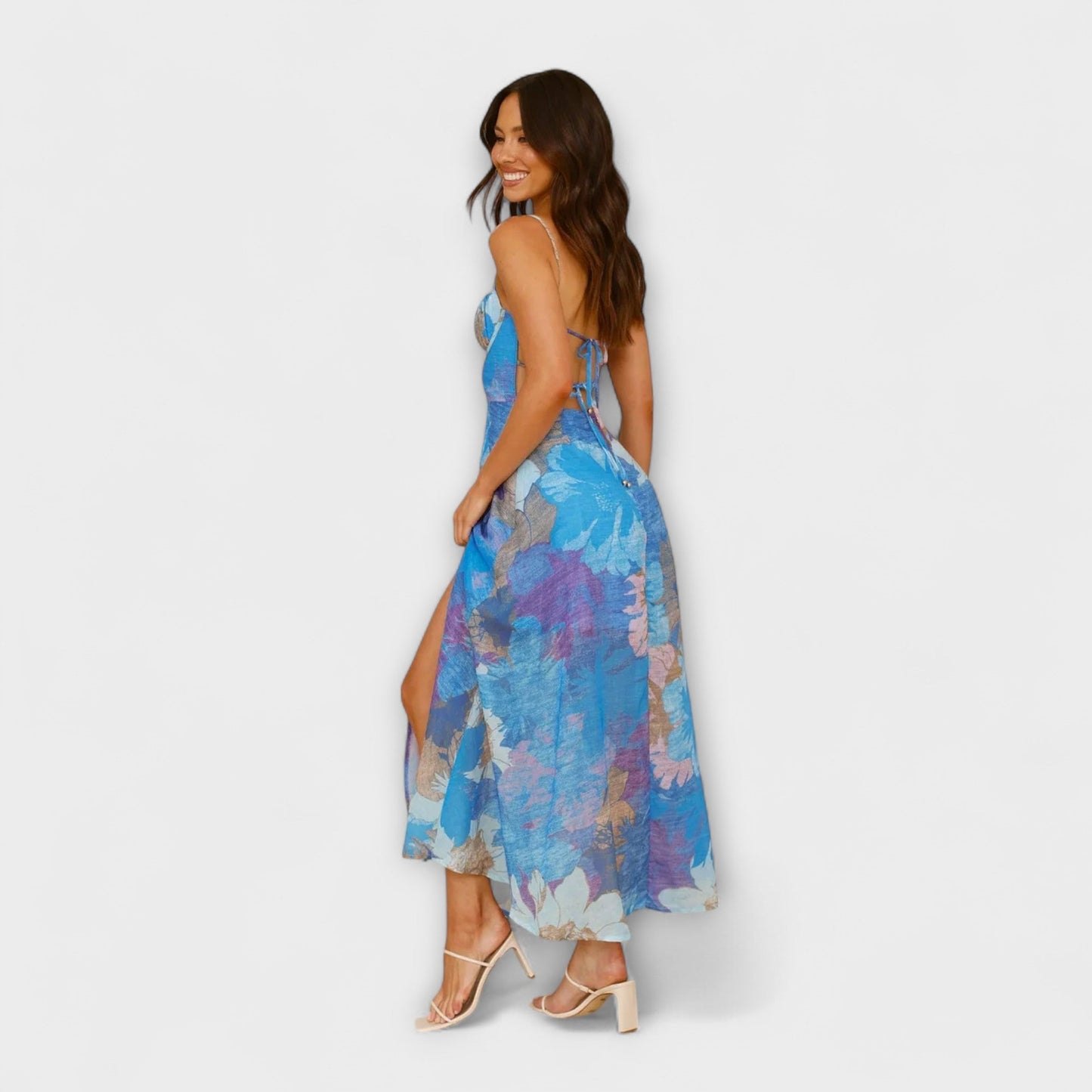 Audrey - Women's Floral Print Strap Dress - Chic and Alluring
