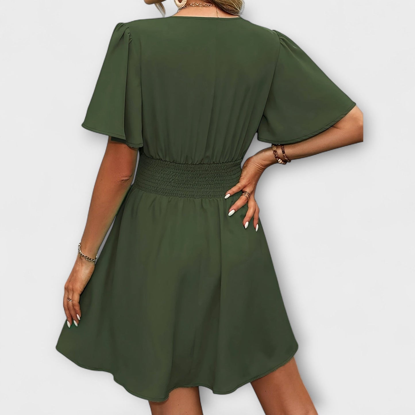 Winslet - V-Neck Dress with Gathered Waist