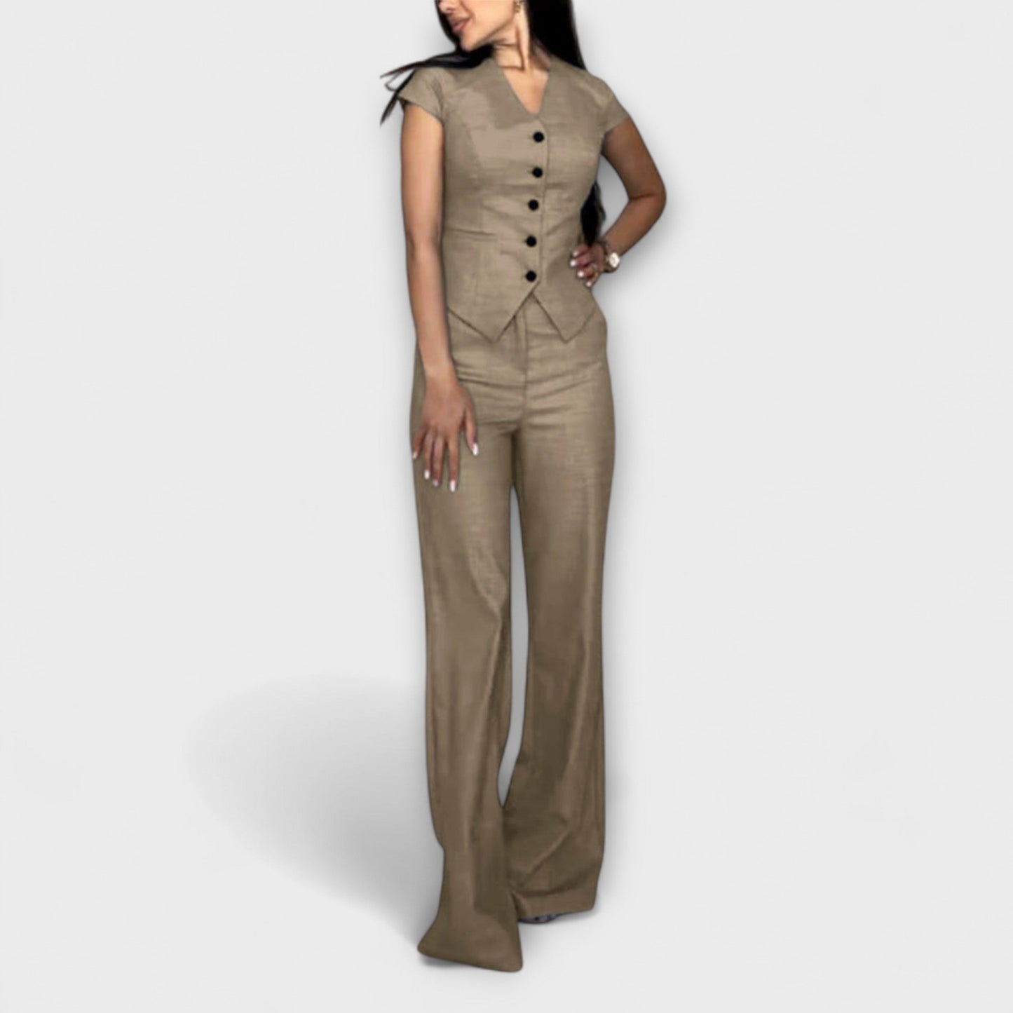 Ivy - Chic V-Neck Top and Pants Set