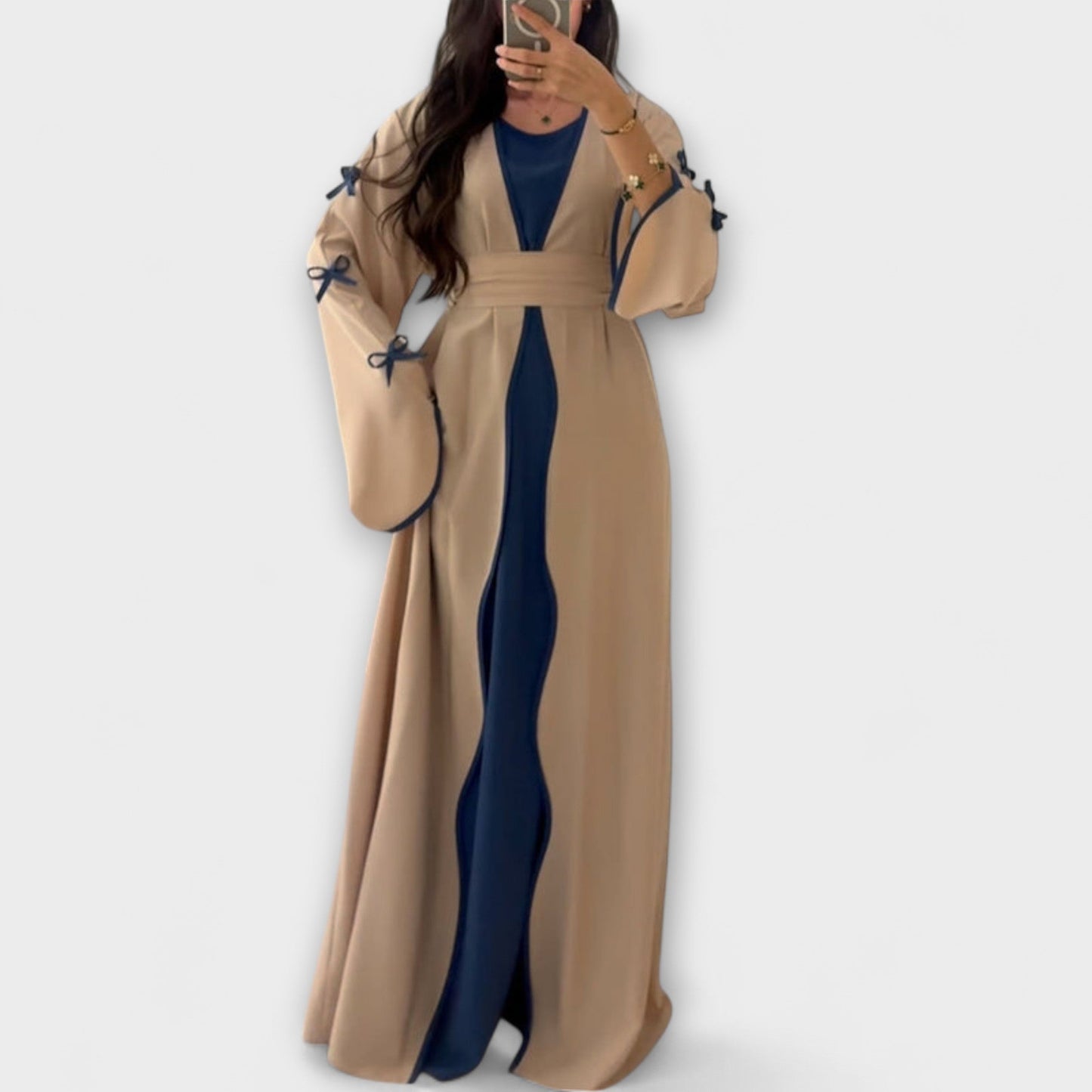 Jasmin - Chic Cardigan and Dress Set with Bow Detail