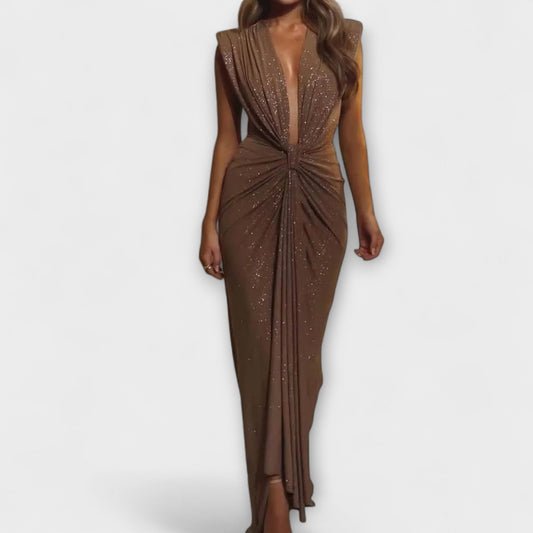 Thea - Maxi Dress with a Deep V-Neck