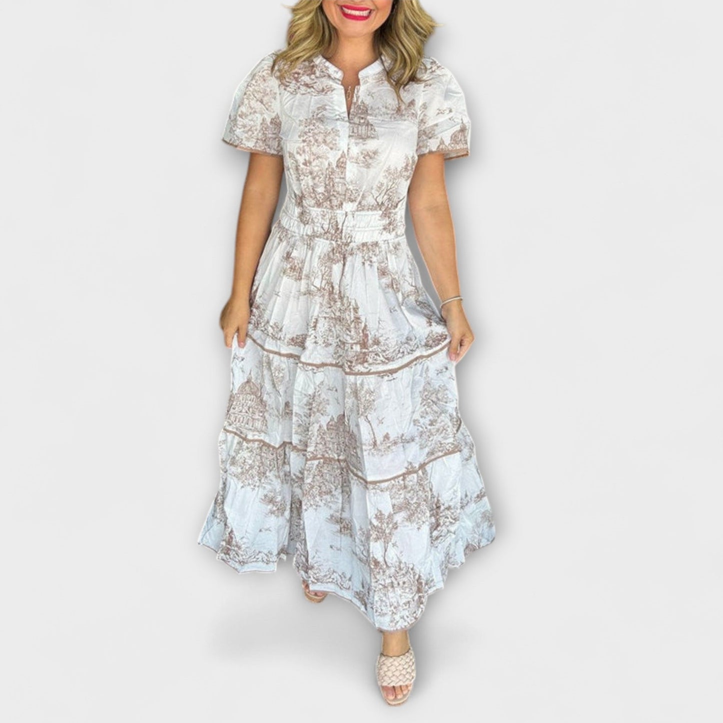 Eliza - Classic Toile Maxi Dress