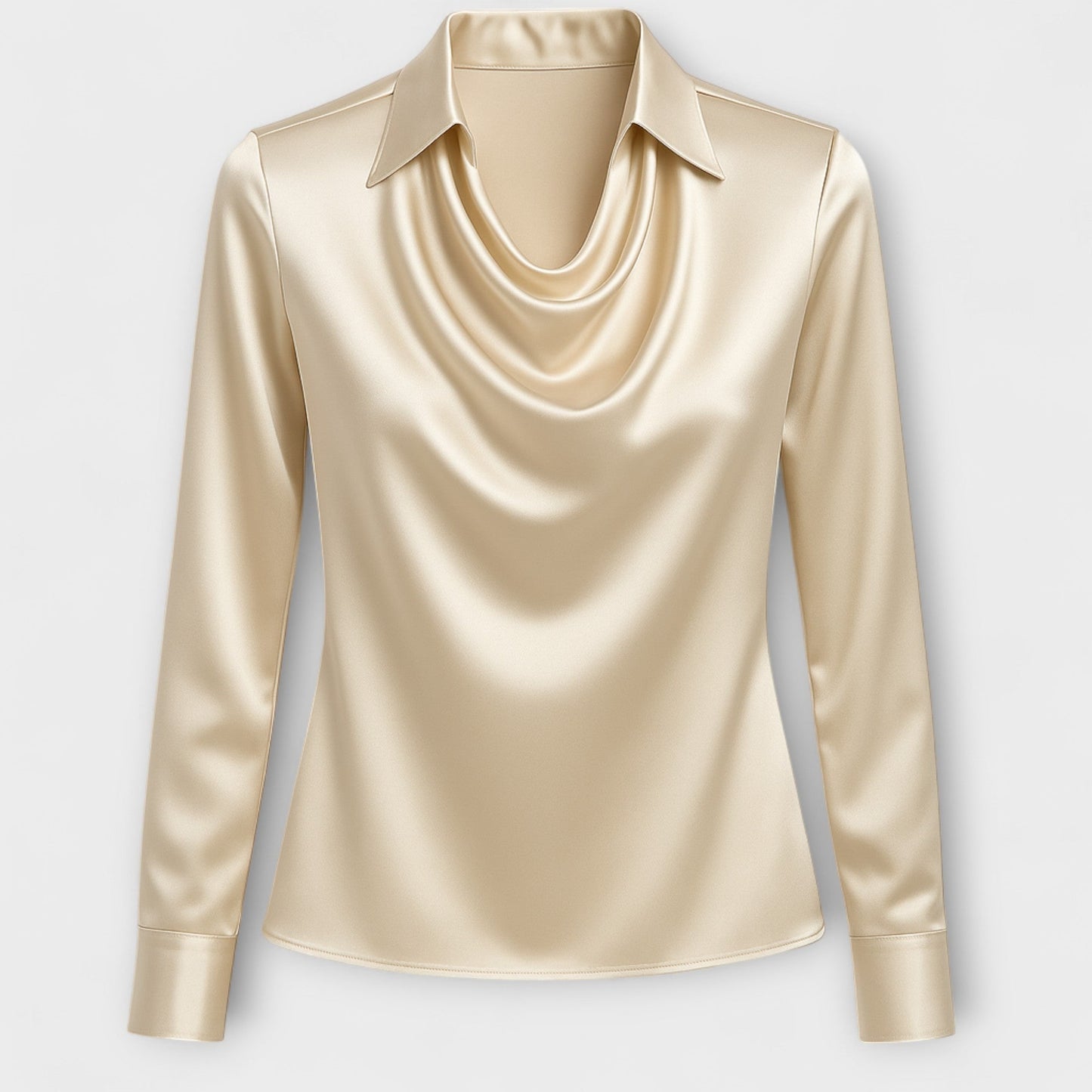 Shiny Blouse with Ruffled Neckline
