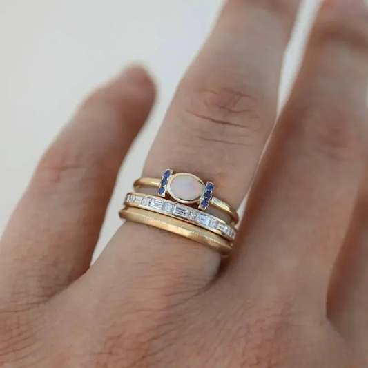 Vintage Gold Opal Ring Set