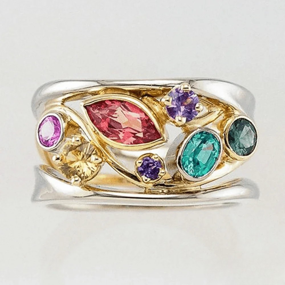 Vintage Ring with Gold and Silver Zirconia