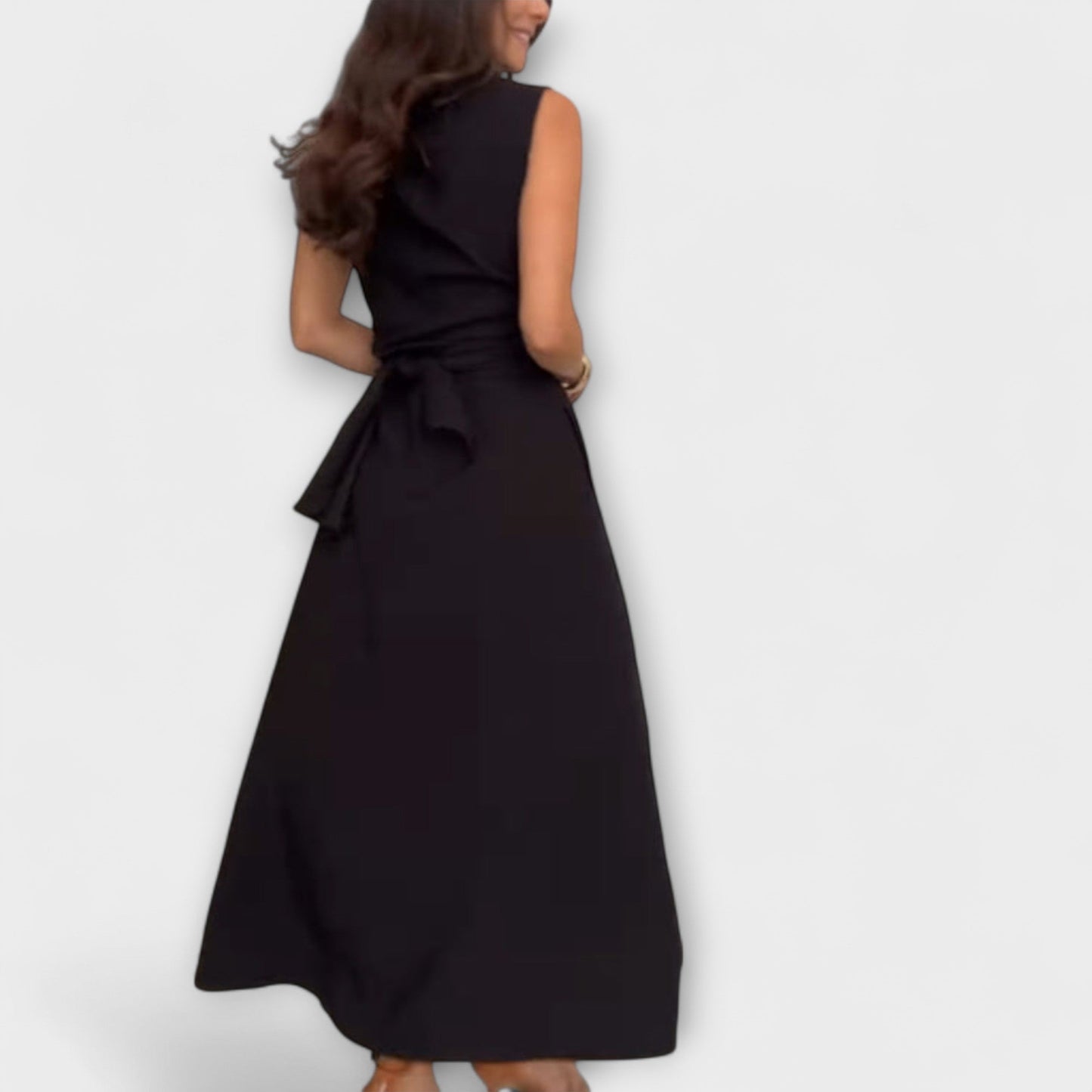 Mira - Striking Single-Breasted Midi Dress with Tie Detail
