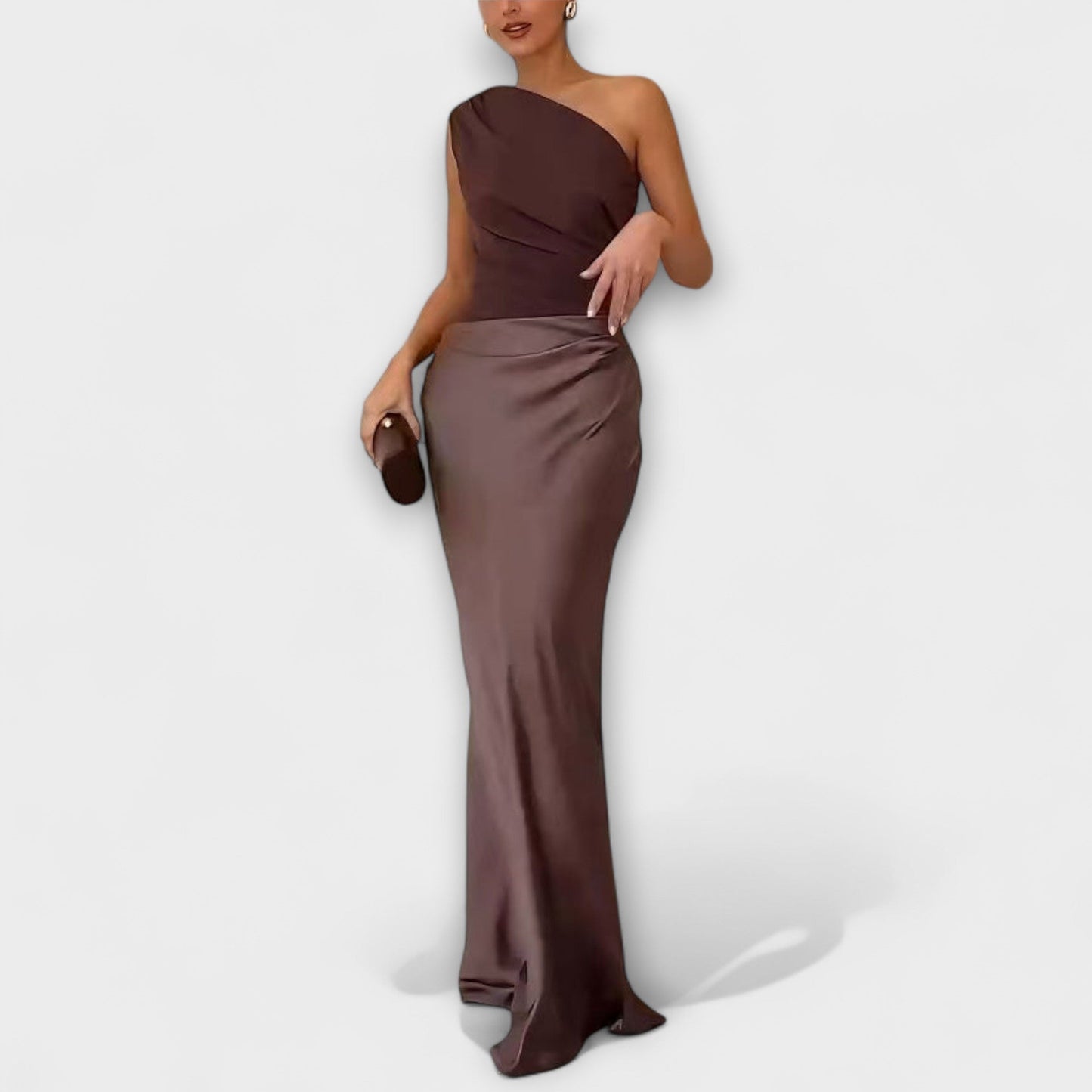 Chic One-Shoulder Pleated Maxi Dress