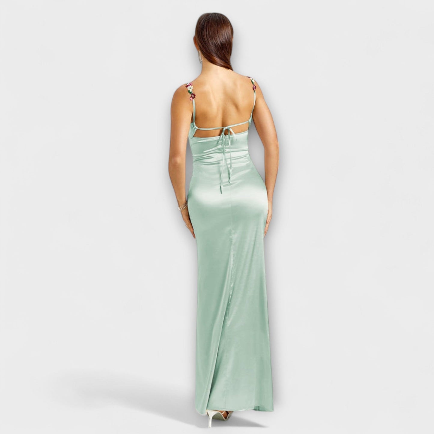 Eira - Satin Dress with Embellishments and Back Lacing