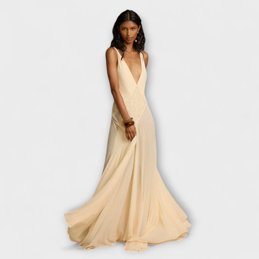 Lavinia - Maxi Dress with a Deep V-Neck