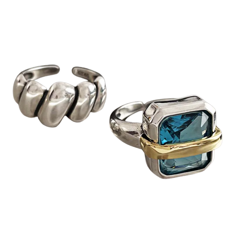 Silver Ring with Blue Zircon