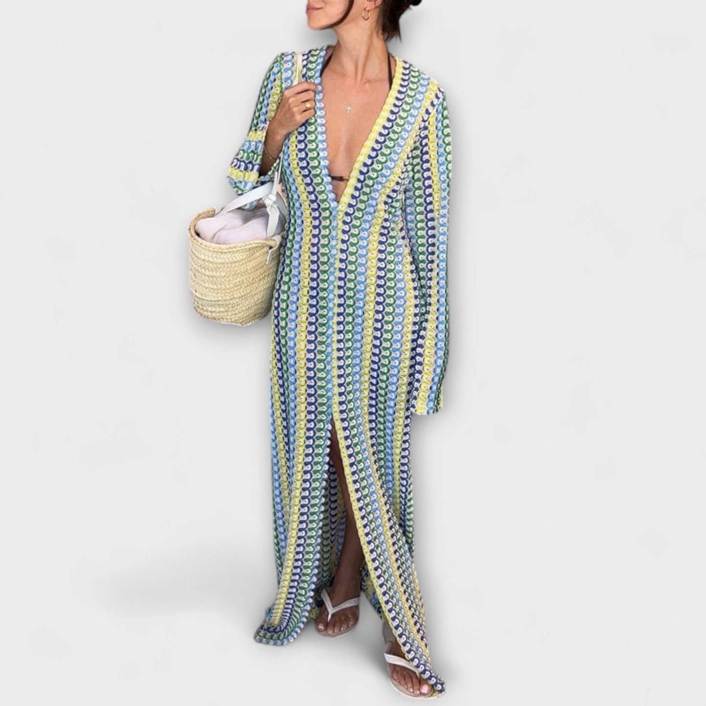 Elina – Maxi Dress with V-Neck and Vacation Vibes