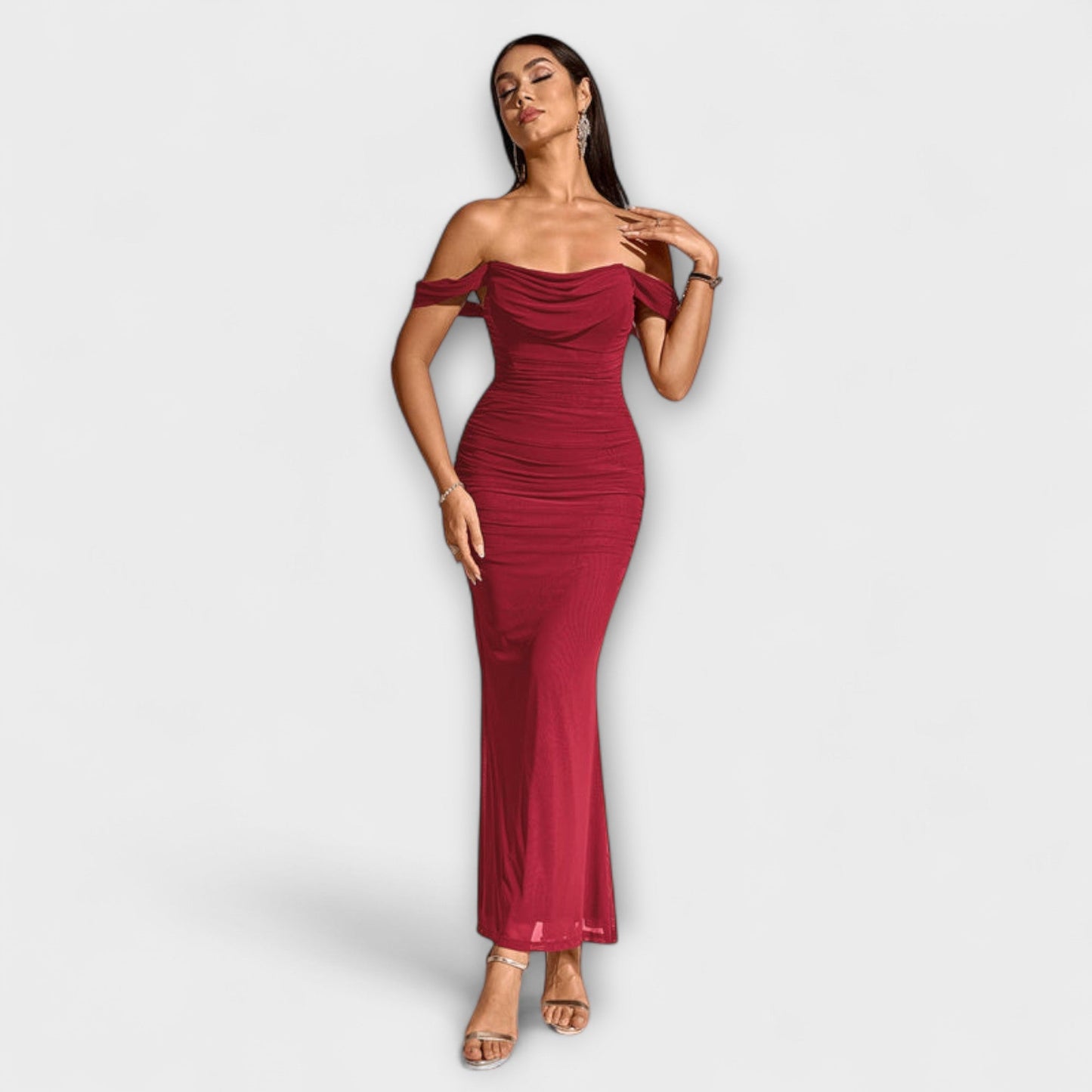 Ione - Off-the-Shoulder Ruffled Bodycon Dress