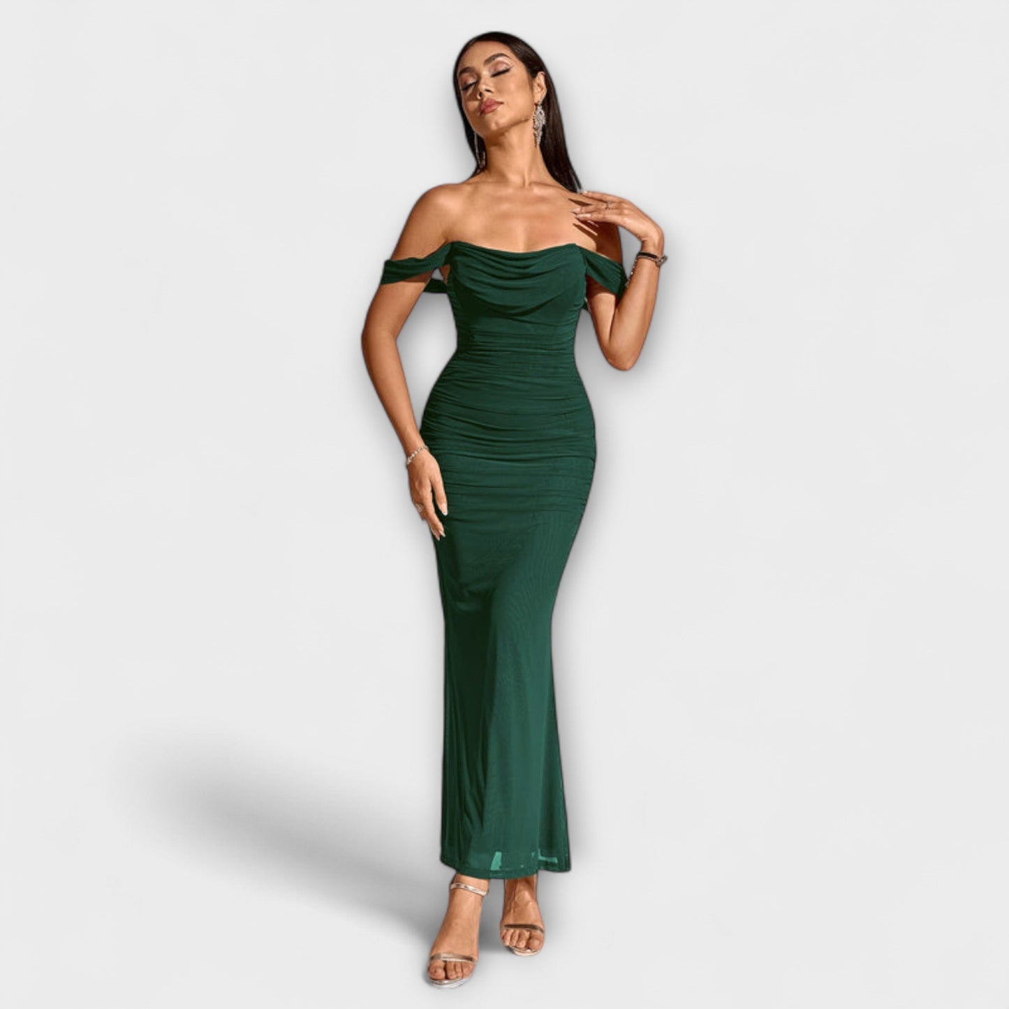 Ione - Off-the-Shoulder Ruffled Bodycon Dress