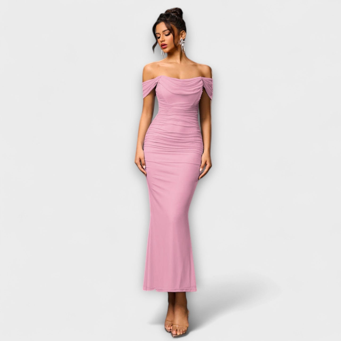 Ione - Off-the-Shoulder Ruffled Bodycon Dress