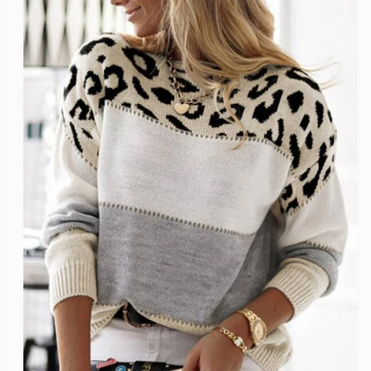 Cheyenne - Leopard Print Casual Sweater