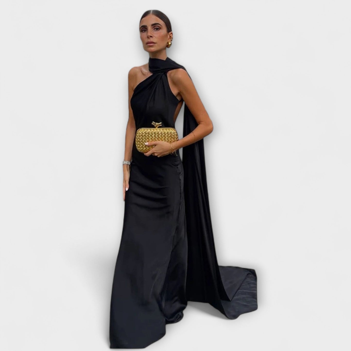 Stylish Off-Shoulder Halter Maxi Dress