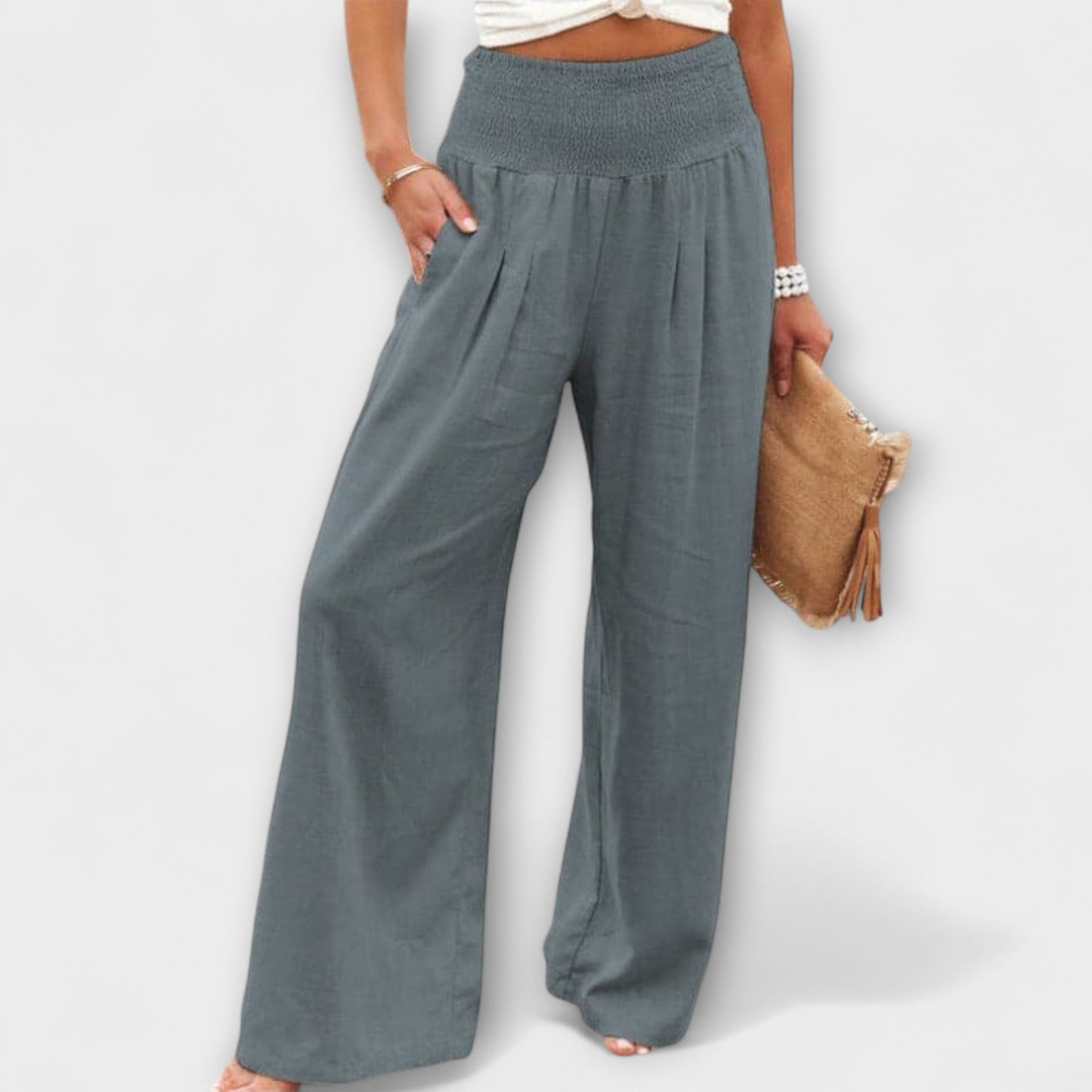 Thearya - Casual Wide-Leg Linen Pants
