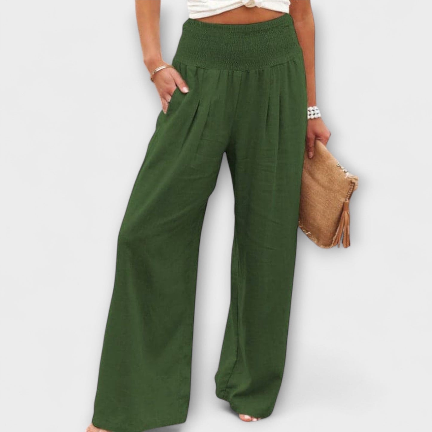 Thearya - Casual Wide-Leg Linen Pants