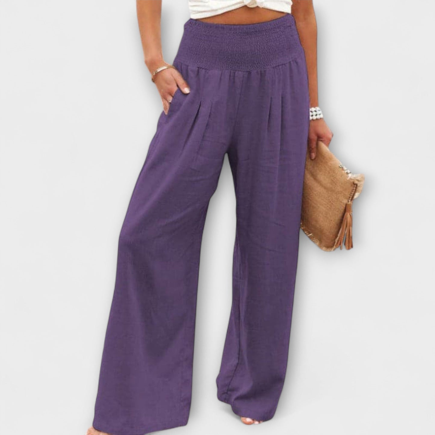 Thearya - Casual Wide-Leg Linen Pants