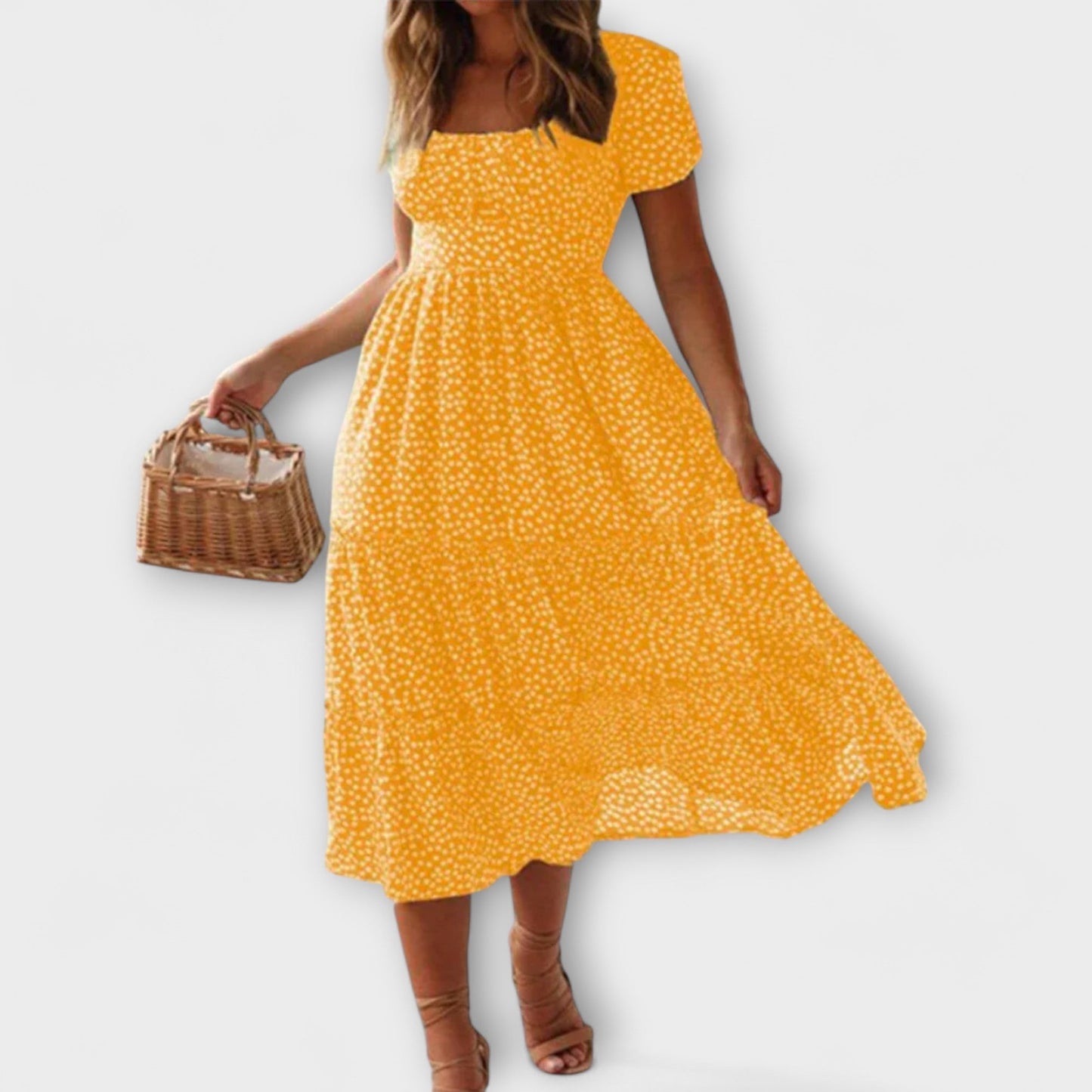 Vintage Floral Print Puff Sleeve Maxi Dress