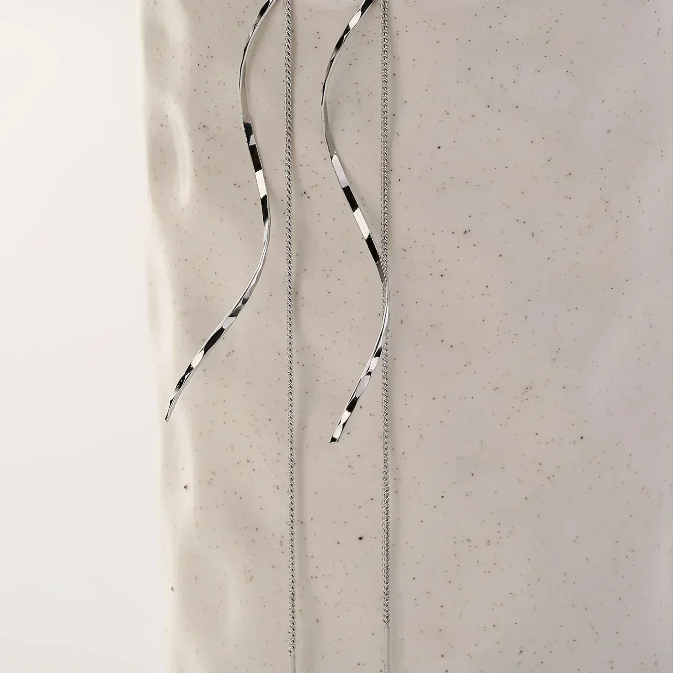 Wavy Design Long Earrings