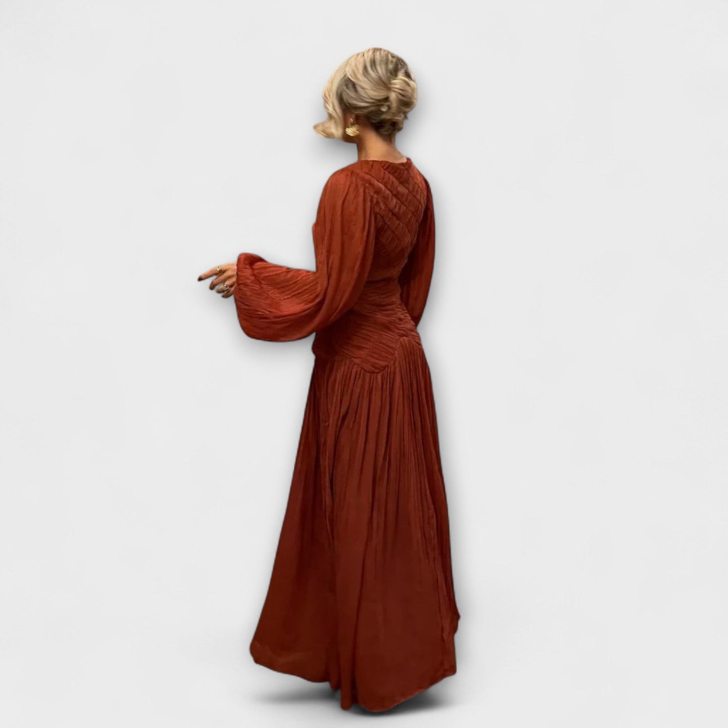 Chic Pleated Long Sleeve Dress