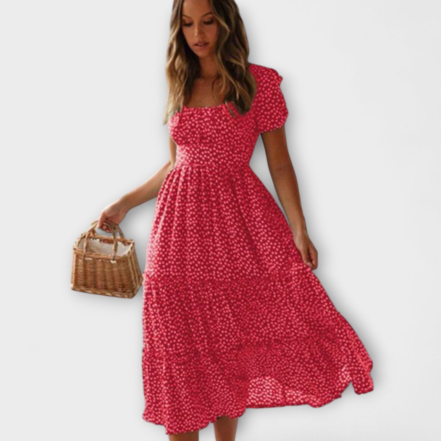 Vintage Floral Print Puff Sleeve Maxi Dress