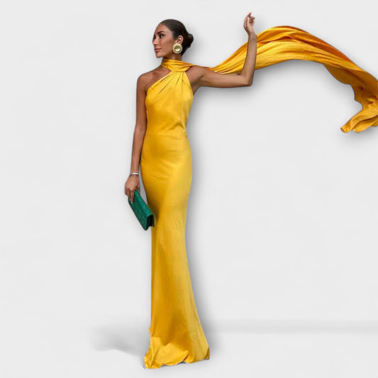 Stylish Off-Shoulder Halter Maxi Dress