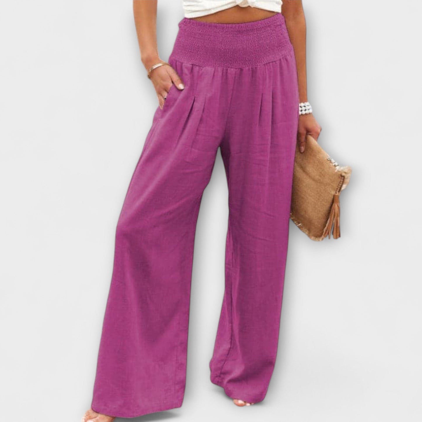 Thearya - Casual Wide-Leg Linen Pants