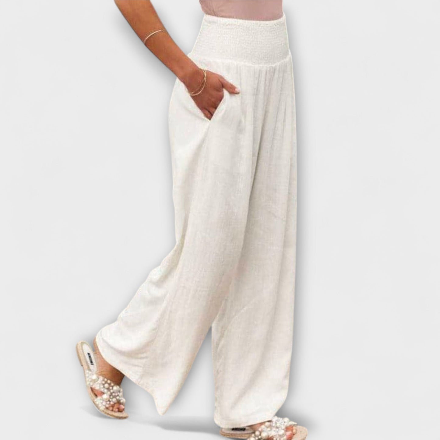 Thearya - Casual Wide-Leg Linen Pants