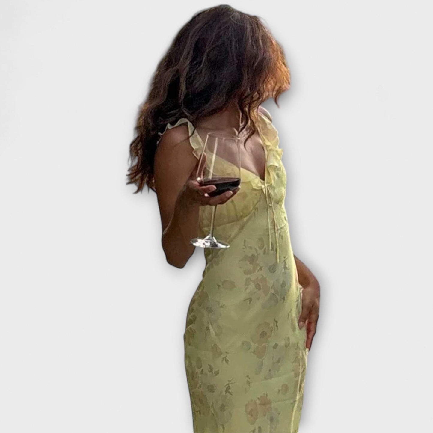Cryptic Floral Print Plunge Maxi Dress