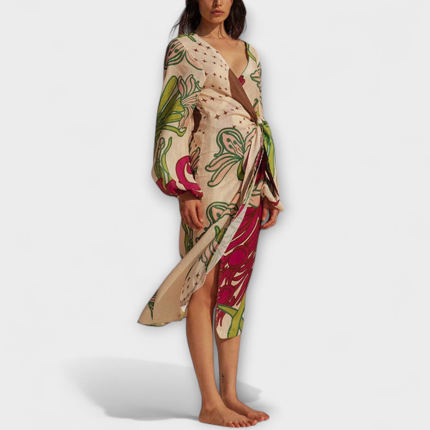 Tracey - Tie Waist Maxi Tunic Dress