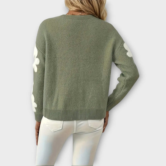 Silke - Soft Knit Sweater with Floral Pattern