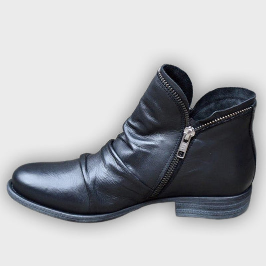 Alina – Women’s Zip-Up Ankle Boots – PU Leather