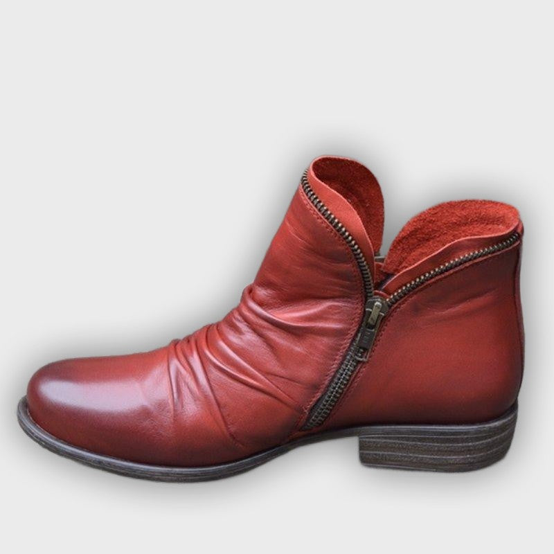 Alina – Women’s Zip-Up Ankle Boots – PU Leather