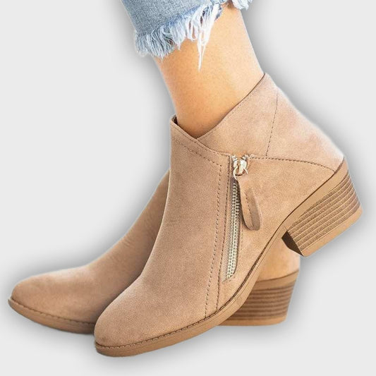 Camille – Women’s Leather Ankle Boots with Block Heel & Sleek Fit