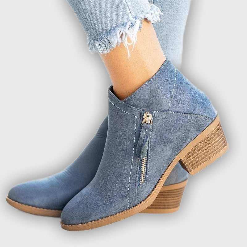 Camille – Women’s Leather Ankle Boots with Block Heel & Sleek Fit
