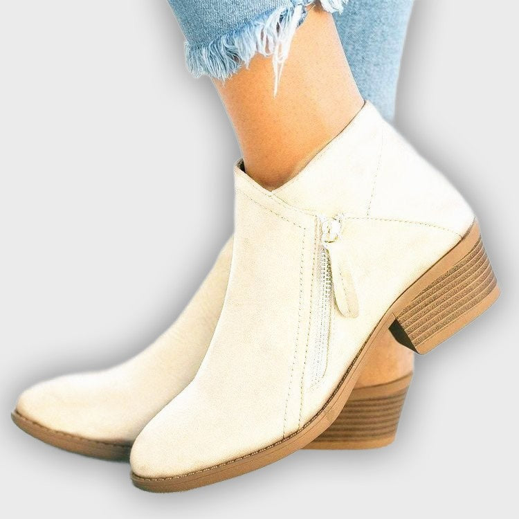 Camille – Women’s Leather Ankle Boots with Block Heel & Sleek Fit
