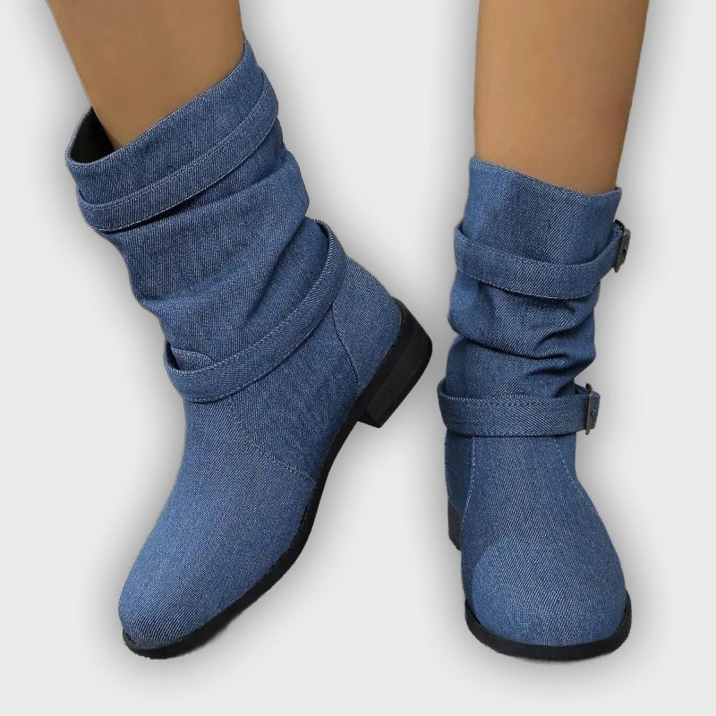 Celina – Women’s Midi Ankle Boots with Round Toe & Medium Heel