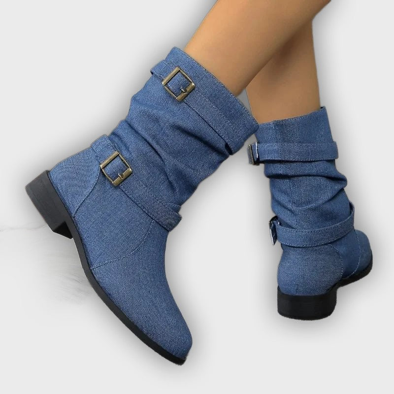 Celina – Women’s Midi Ankle Boots with Round Toe & Medium Heel